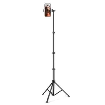 Eicaus 92’’ Tall Cell Phone Tripod Stand with 16.5’’ Flexible Gooseneck and Remote, Overhead Tripod with Adjustable 360°Ball Head & Phone Holder for iPhone 15 Pro Max/Plus/14/13/12/11, Android