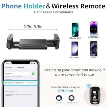 Eicaus 92’’ Tall Cell Phone Tripod Stand with 16.5’’ Flexible Gooseneck and Remote, Overhead Tripod with Adjustable 360°Ball Head & Phone Holder for iPhone 15 Pro Max/Plus/14/13/12/11, Android