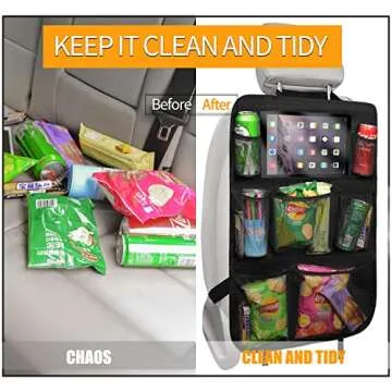 YaKuss Car Backseat Organizer,Kick Mats Back Seat Protector with Touch Screen Tablet Holder,9 Storage Pockets, Waterproof Car Back Seat Organizer for Kids, Car Travel Accessories,Black (1.0, 1 Pack)