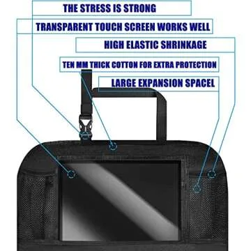 YaKuss Car Backseat Organizer,Kick Mats Back Seat Protector with Touch Screen Tablet Holder,9 Storage Pockets, Waterproof Car Back Seat Organizer for Kids, Car Travel Accessories,Black (1.0, 1 Pack)