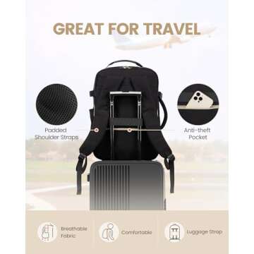 LOVEVOOK Travel Backpack for Women Men as Personal Item Flight Approved, 40L Luggage Carry On Backpack, 17.3inch Large Daypack Laptop Backpack Waterproof Outdoor Sports with 3 Packing Cubes,Black-Grey