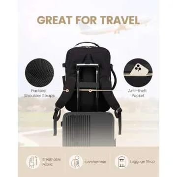 LOVEVOOK Travel Backpack for Women Men as Personal Item Flight Approved, 40L Luggage Carry On Backpack, 17.3inch Large Daypack Laptop Backpack Waterproof Outdoor Sports with 3 Packing Cubes,Black-Grey