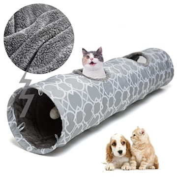 LUCKITTY Geometric Cat Tunnel with Plush Interior for Pets