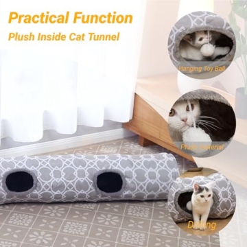 LUCKITTY Geometric Cat Tunnel with Plush Interior for Pets