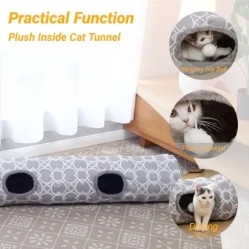 LUCKITTY Geometric Cat Tunnel with Plush Interior for Pets