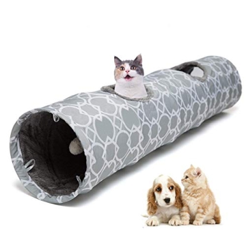 LUCKITTY Geometric Cat Tunnel with Plush Interior for Pets
