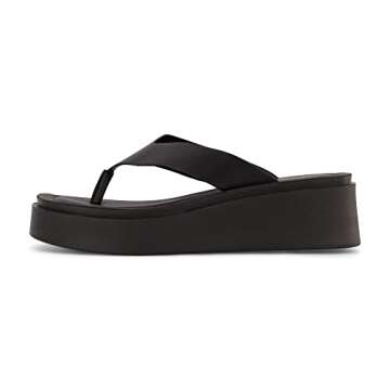 CUSHIONAIRE Women's Pippin thong platform sandal with +Memory Foam, Black 9
