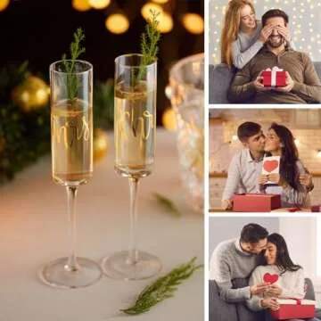 AW BRIDAL Engagement Gifts for Couples Wedding Champagne Flutes set of 2, Crystal Champagne Flutes f...