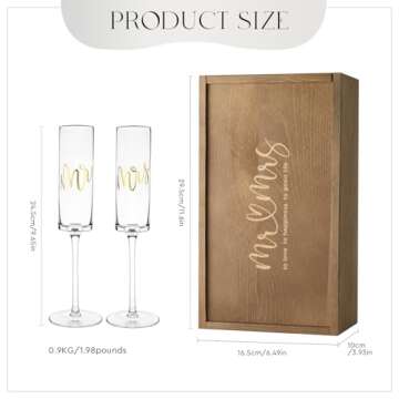 AW BRIDAL Engagement Gifts for Couples Wedding Champagne Flutes set of 2, Crystal Champagne Flutes for Mr and Mrs Wedding Champagne Glasses Wedding Gift Bridal Shower Gift