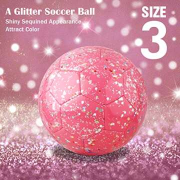 PP PICADOR Soccer Ball Kids Size 3, Glitter Shiny Sequins Toddler Soccer Balls with Pump for Girls B...