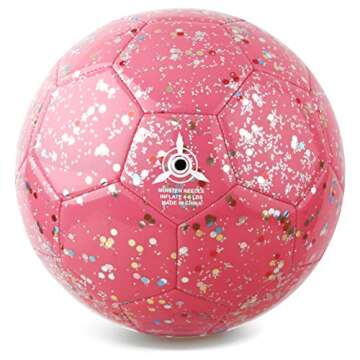 PP PICADOR Soccer Ball Kids Size 3, Glitter Shiny Sequins Toddler Soccer Balls with Pump for Girls Boys Ages 4-6-8 6-12 Child Baby Gift(Pink)