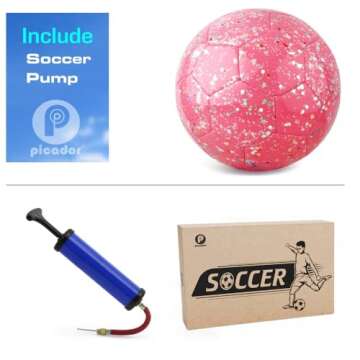 PP PICADOR Soccer Ball Kids Size 3, Glitter Shiny Sequins Toddler Soccer Balls with Pump for Girls Boys Ages 4-6-8 6-12 Child Baby Gift(Pink)