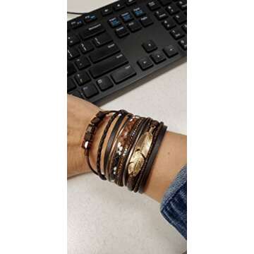 GelConnie Boho Wrap Bracelet for Women Bohemian Feather Bracelets Handmade Jewelry Leather Cuff Bracelets Leather Jewelry for Women and Mother