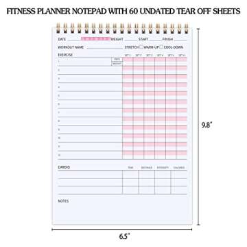 Fitness Journal Workout Planner Notepad For Women & Men Weight Loss,Daily Gym,Exercise Goals,Bodybuilding Progress,Wellness Tracker,6.7 X 9.4 inches, 60 sheets