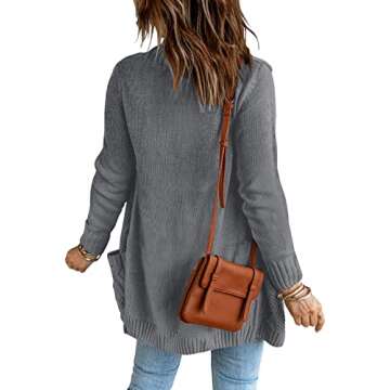 luvamia Womens Cable Knit Sweater Cute Sweaters for Women Fall Oversized Sweaters Cable Knit Cardigan Women Dark Grey Size X-Large Fits Size 16 / Size 18