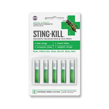 Sting-Kill First Aid Anesthetic Swabs for Bug Bite Relief, 10-count