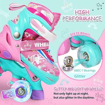 Truwheelz Rainbow Roller Skates for Girls Ages 6-12 & 3-5 | Adjustable Light up Roller Skates for Kids