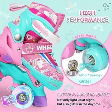 Truwheelz Rainbow Roller Skates for Girls Ages 6-12 & 3-5 | Adjustable Light up Roller Skates for Kids