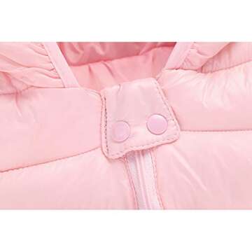 Winter Down Coats for Kids Baby Boys Girls Light Puffer Padded Jacket Bear Hoods Infant Outerwear Pink