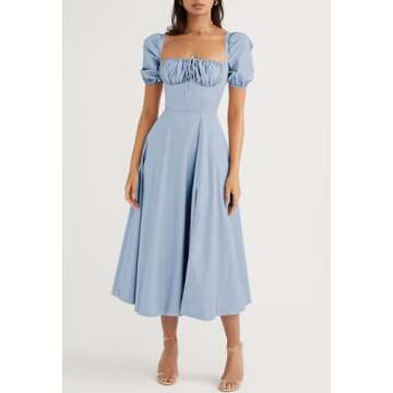 Linsery Puff Sleeve Maxi Dress for Elegant Women