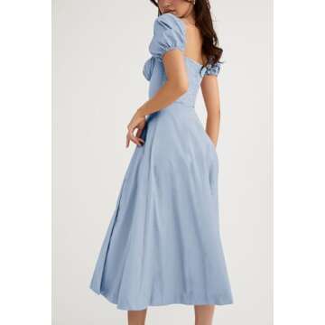 Linsery Puff Sleeve Maxi Dress for Elegant Women