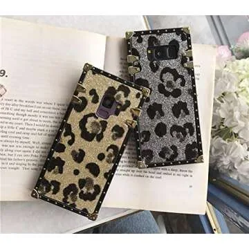 Galaxy S9 Plus S9+ Glitter Leopard Print Case,SelliPhone Luxury Designer Glitter Bling Sparkly Leopard Print Soft TPU Trunk Case for Samsung Galaxy S9 Plus (2018), Gold