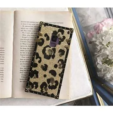 Galaxy S9 Plus S9+ Glitter Leopard Print Case,SelliPhone Luxury Designer Glitter Bling Sparkly Leopard Print Soft TPU Trunk Case for Samsung Galaxy S9 Plus (2018), Gold