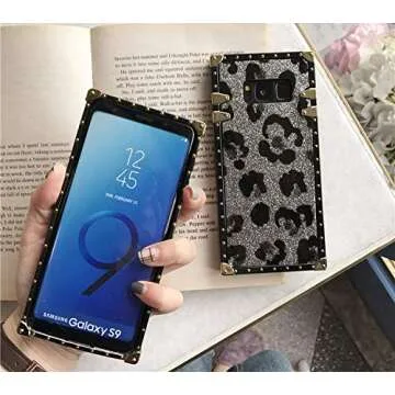 Galaxy S9 Plus S9+ Glitter Leopard Print Case,SelliPhone Luxury Designer Glitter Bling Sparkly Leopard Print Soft TPU Trunk Case for Samsung Galaxy S9 Plus (2018), Gold