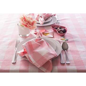 DII Buffalo Check Collection, Classic Farmhouse Tablecloth, Tablecloth, 60x120, Pink & White