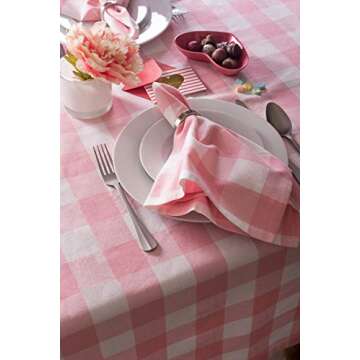 DII Buffalo Check Collection, Classic Farmhouse Tablecloth, Tablecloth, 60x120, Pink & White