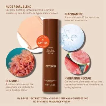 Isle Glow Face Moisturizer with SPF 45 – Skincare Moisturizer w/Sea Moss, Niacinamide, & More – Primes Skin for Makeup with a Radiant Finish – Vegan Daily Face Cream for All Skin Types – 1.52 oz