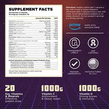 Old School Vintage Base 2-in-1 Multivitamin & Probiotic, Daily Vitamins & Minerals for Optimized Digestion, Intestinal Flora, Immune, Vitamin D3, C, & Zinc for Men & Women - 120 Veggie Caps