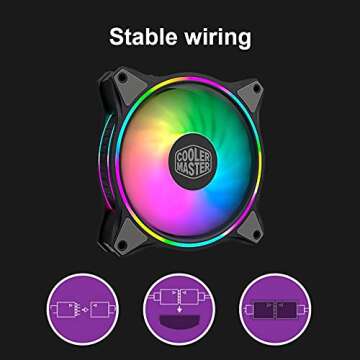 Cooler Master MasterFan MF120 Halo Duo-Ring Addressable RGB Lighting 120mm Fan, Absorbing Rubber Pads, PWM Static Pressure for 5V 3-Pin ARGB,NOT Work with 4-pin RGB or Standard RGB+12V(MF120 Halo)