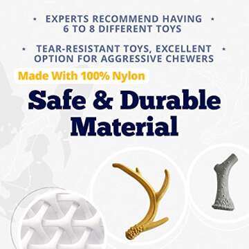 Durable Chew Toys Set for Puppies - Nylon Antlers