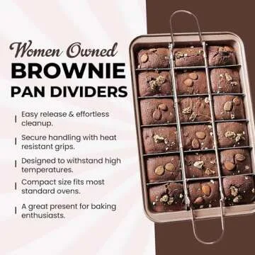 Good Dee's Brownie Pan with Dividers, Non Stick Baking Pan Sets, Carbon Steel Bakeware Tray with Grips for Oven Baking, 18 Pre-Cut Square Molds for Brownies (12'' X 8'' X 2'')