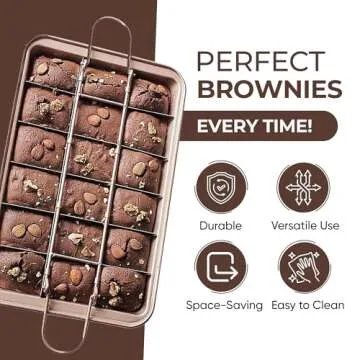 Good Dee's Brownie Pan with Dividers, Non Stick Baking Pan Sets, Carbon Steel Bakeware Tray with Grips for Oven Baking, 18 Pre-Cut Square Molds for Brownies (12'' X 8'' X 2'')