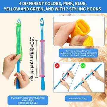 28 Pieces Heatless Curlers No Heat Spiral Curls Hair Curlers Styling Kit with 2 Pieces Styling Hooks...