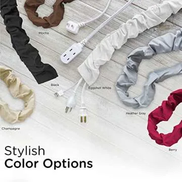 Cordinate Fabric Cord Cover 2 Pack, 6 Ft, Cable Management and Hider, Easy Installation, Great for Lamps, Light Fixtures, and Desks, Eggshell White, 48656