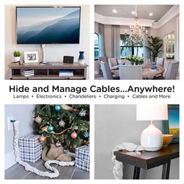 Cordinate Fabric Cord Cover 2 Pack, 6 Ft, Cable Management and Hider, Easy Installation, Great for Lamps, Light Fixtures, and Desks, Eggshell White, 48656