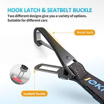 Dog Seat Belt 3-in-1 Car Harness for Dogs Adjustable Safety Seatbelt for Car Durable Nylon Reflectiv...