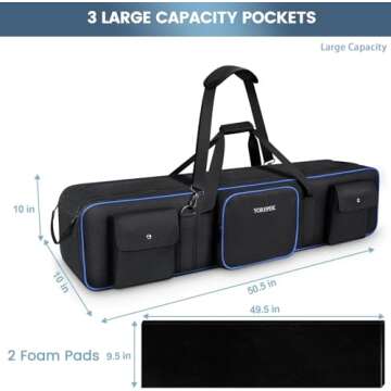 YOREPEK Tripod Carrying Case Bag 50.5", Resistant Light Stand Bag with 2 Removable Padding, Photo St...