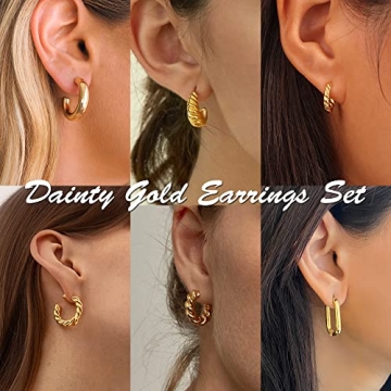 IDJEOABL Gold Earring Set - 14K Non Tarnish Jewelry