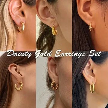 IDJEOABL Gold Earring Set - 14K Non Tarnish Jewelry