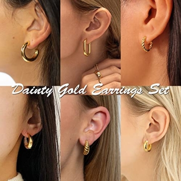 IDJEOABL Gold Earring Set - 14K Non Tarnish Jewelry
