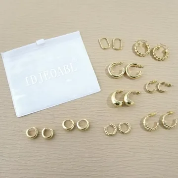 IDJEOABL Gold Earring Set - 14K Non Tarnish Jewelry