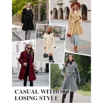 HEEKPEK Women’s Wool Blend Trench Coat Slim Double Breasted Notch Lapel Pea Coat Thick A Line Jacket with Pockets(S-XXL)