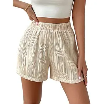 Avanova Women's Athletic Shorts Elastic High Waisted Textured Casual Summer Shorts Apricot Large