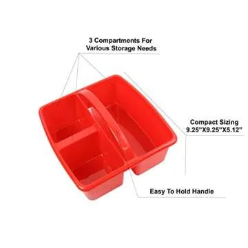 YUKIDS Classroom Caddy Organizer for School Supplies, Set of 6 Rainbow Colors,, Storage Bins With Handle For School Kindergarten Art Teachers