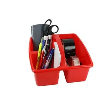 YUKIDS Classroom Caddy Organizer for School Supplies, Set of 6 Rainbow Colors,, Storage Bins With Handle For School Kindergarten Art Teachers