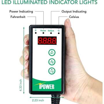 iPower Digital Thermostat Controller for Heat Mat, Seed Germination, Reptiles and Brewing Breeding I...